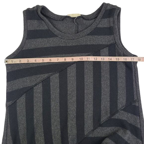 Luukaa Dress Knit Sleeveless Stripes Black Gray Medium Antracite - Picture 3 of 5